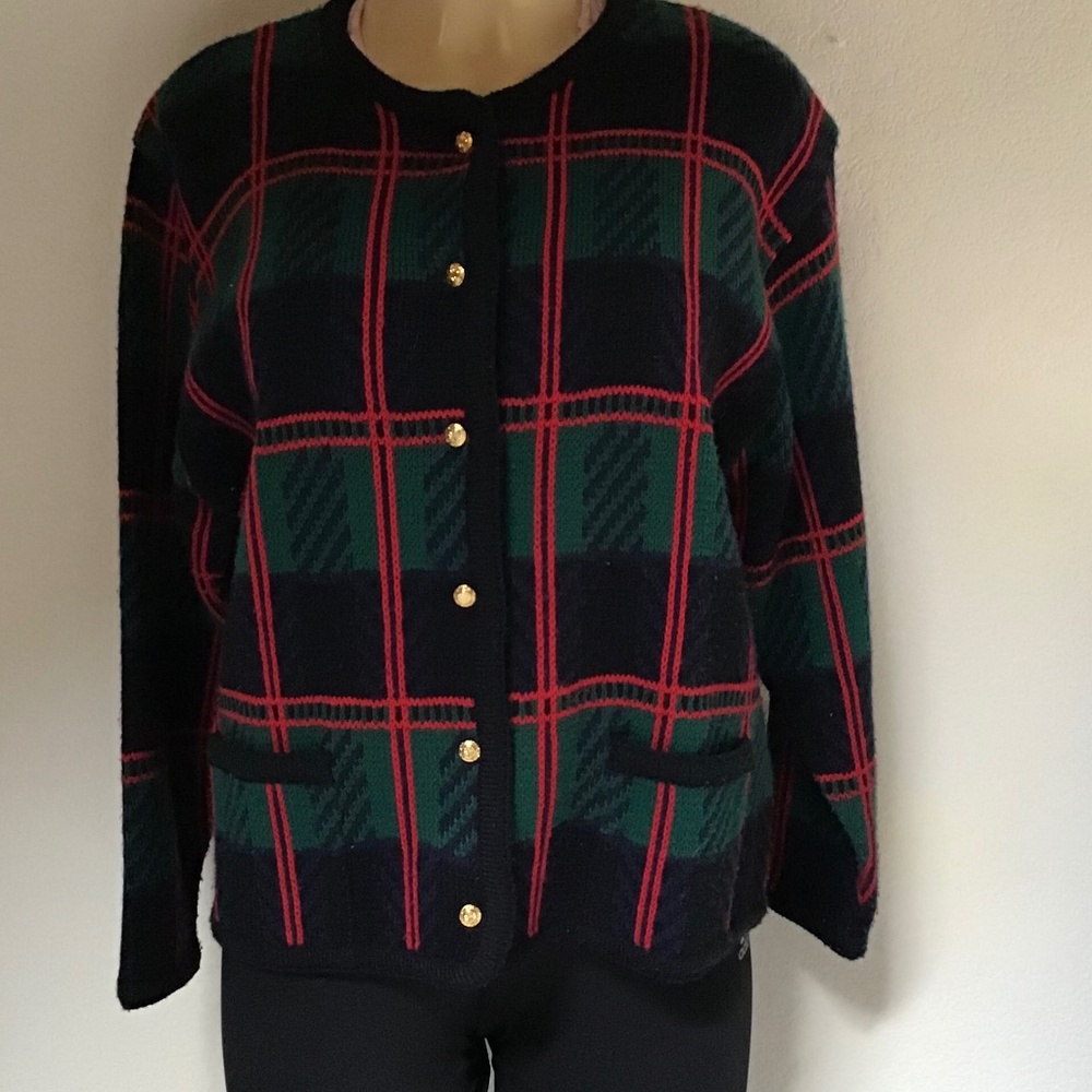Crystal Kobe Vintage 80's Plaid Cardigan/Sweater